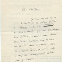 Lettre d'Armand Robin à Jean Paulhan (23 novembre 1936)
