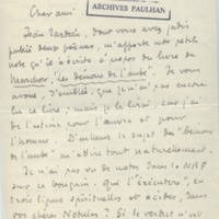 Lettre de Roger Martin du Gard à Jean Paulhan, 1931-12-01