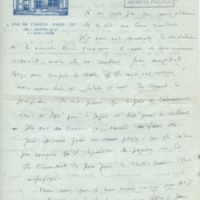Lettre d'Adrienne Monnier à Jean Paulhan, 1935
