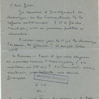 Lettre de Marcel Arland à Jean Paulhan, 1952