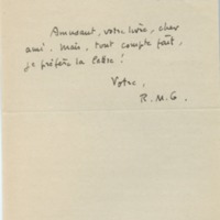 Lettre de Roger Martin du Gard à Jean Paulhan, 1951-09-30