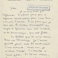 Lettre de Marcel Arland à Jean Paulhan, 1953