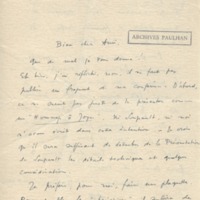 Lettre d'Adrienne Monnier à Jean Paulhan, 1931-04-02