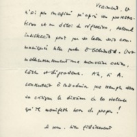 Lettre de Georges Lambrichs à Jean Paulhan, 1957