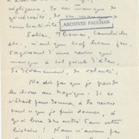 Lettre de Marcel Arland à Jean Paulhan, 1953-12-31