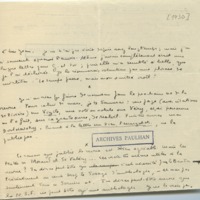 Lettre de Marcel Arland à Jean Paulhan, 1930