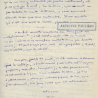 Lettre de Marcel Arland à Jean Paulhan, 1928