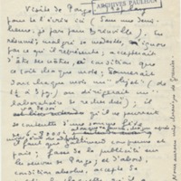 Lettre de Marcel Arland à Jean Paulhan, 1953