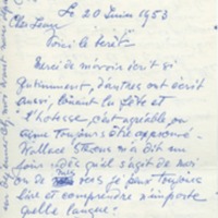 Lettre de Barbara Church à Jean Paulhan (20 juin 1953)