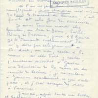 Lettre de Marcel Arland à Jean Paulhan, 1957