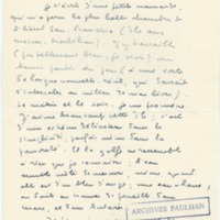 Lettre de Marcel Arland à Jean Paulhan, 1957