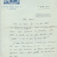 Lettre d'Adrienne Monnier à Jean Paulhan, 1934-07-04