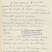 Lettre de Marcel Arland à Jean Paulhan, 1953-12-31