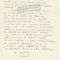 Lettre de Marcel Arland à Jean Paulhan, 1957