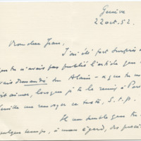 Lettre de Léon Bopp à Jean Paulhan, 1952-10-22