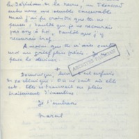 Lettre de Marcel Arland à Jean Paulhan, 1958