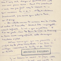 Lettre de Marcel Arland à Jean Paulhan, 1928