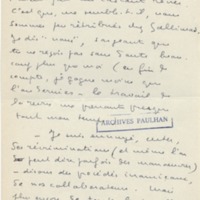 Lettre de Marcel Arland à Jean Paulhan, 1953-12-31