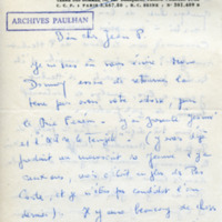 Lettre de Marcel Bisiaux à Jean Paulhan, 1952-02-21