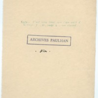 Lettre de Jean Paulhan à Barbara Church (décembre 1935)