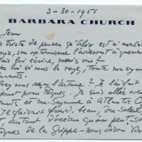 Lettre de Barbara Church à Jean Paulhan (30 mars 1951)