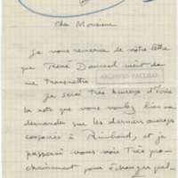 Lettre d&#039;André Rolland de Renéville à Jean Paulhan, 1931-05-14