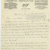 Lettre de Ramon Fernandez à Jean Paulhan (5 août 1928)