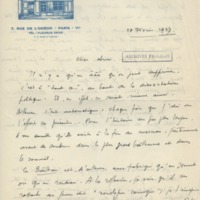 Lettre d&#039;Adrienne Monnier à Jean Paulhan, 1927-02-18