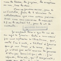 Lettre de Marcel Arland à Jean Paulhan, 1955