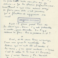 Lettre de Marcel Arland à Jean Paulhan, 1957
