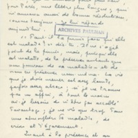 Lettre de Marcel Arland à Jean Paulhan, 1957