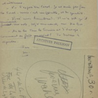 Lettre de Marcel Arland à Jean Paulhan, 1930
