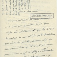 Lettre d'André Rolland de Renéville à Jean Paulhan, 1933-10-09