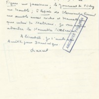 Lettre de Marcel Arland à Jean Paulhan, 1954
