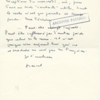 Lettre de Marcel Arland à Jean Paulhan, 1955