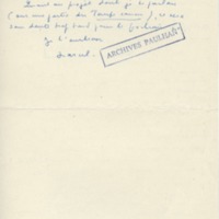 Lettre de Marcel Arland à Jean Paulhan, 1958