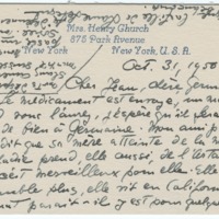 Lettre de Barbara Church à Jean Paulhan (31 octobre 1950)