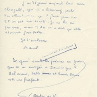 Lettre de Marcel Arland à Jean Paulhan, 1958