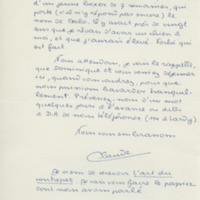 Lettre de Claude Elsen à Jean Paulhan, 1958-01-26