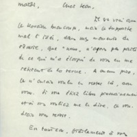 Lettre de Georges Lambrichs à Jean Paulhan, 1953