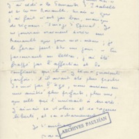 Lettre de Marcel Arland à Jean Paulhan, 1958