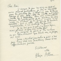 Lettre de Blaise Allan à Jean Paulhan, 1955-12-01