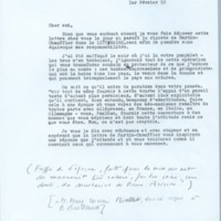 Lettre de Pierre Brisson à Jean Paulhan (1er février 1952)