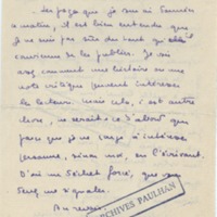 Lettre de Marcel Arland à Jean Paulhan, 1927