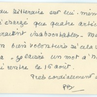 Lettre de Pierre Brisson à Jean Paulhan (1956)