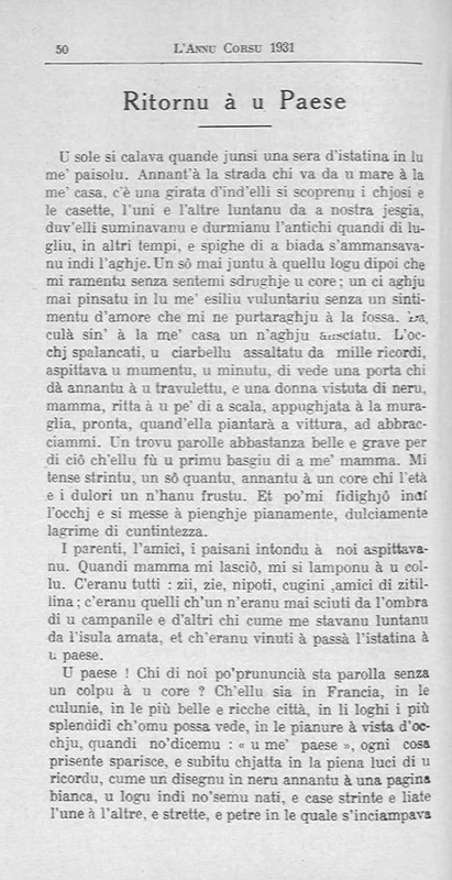 Ritornu à u Paese Ritornu à u Paese