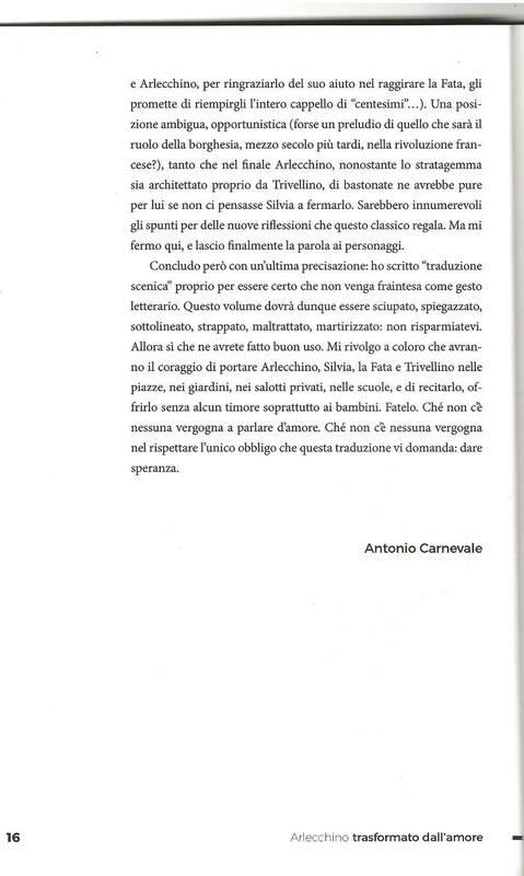 2016 : Arlecchino trasformato dall’amore (Antonio Carnevale) volume