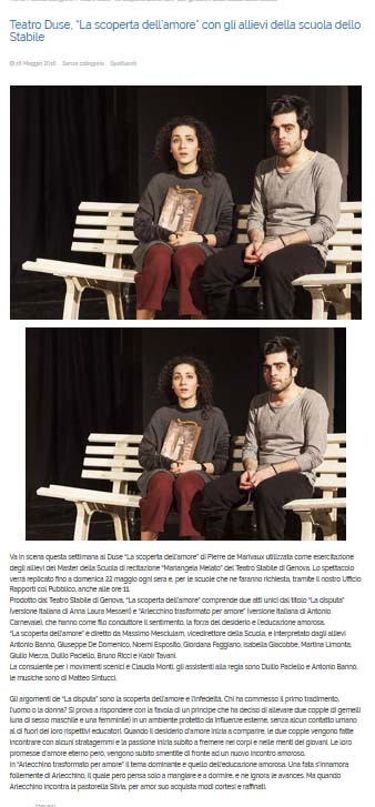 2016 : Arlecchino trasformato dall’amore (Massimo Mesciulam) revue de presse