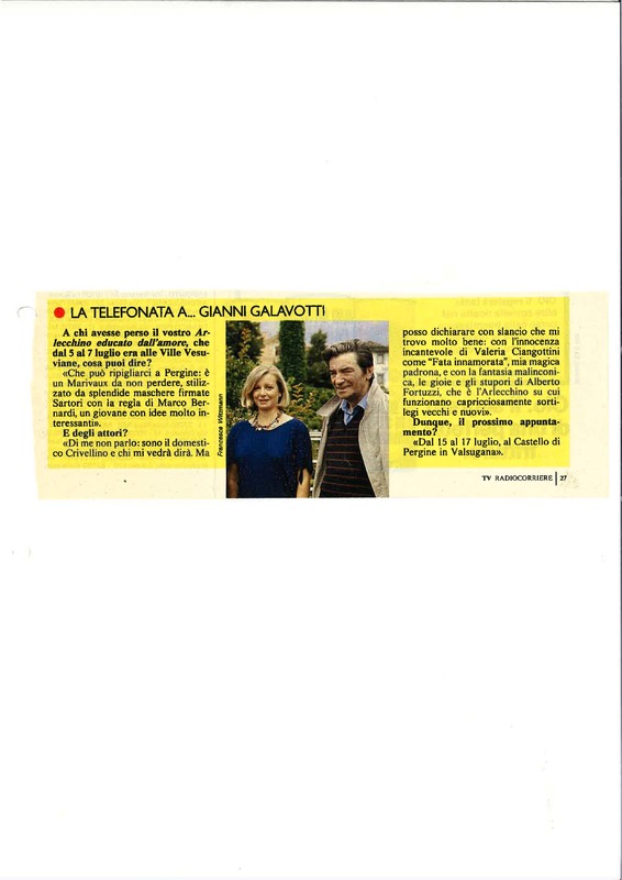 1988 : Arlecchino educato dall’amore (Marco Bernardi) revue de presse