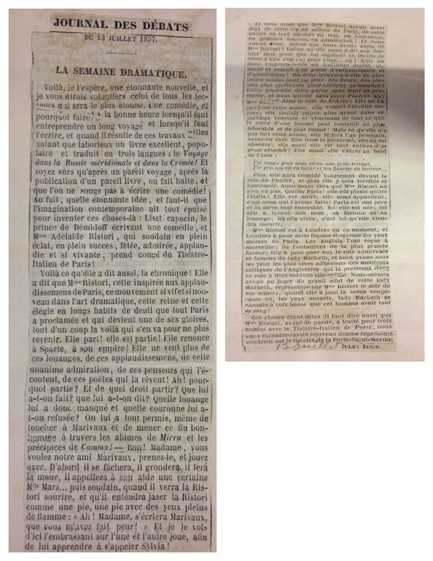 1857 : Le false confidenze, Revue de presse
